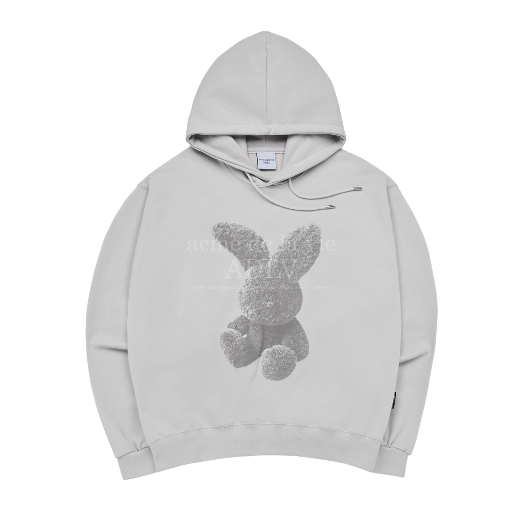 Áo hoodie adlv fuzzy rabbit dáng suông màu đen/kem/xám - hàng chính hãng