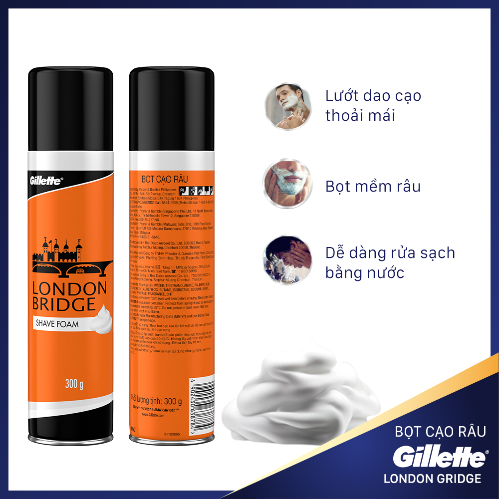 Bọt cạo râu Gillette London Bridge 300ml