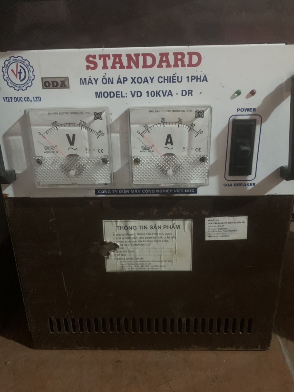 Ôn áp standard 10kw dải 90-250v hàng tồn kho