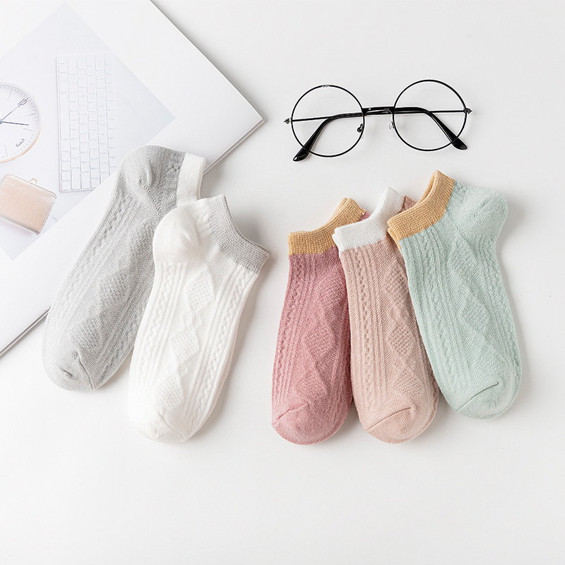 [ SET 5 ĐÔI ] Tất vớ nữ gân hoa văn nhiều màu