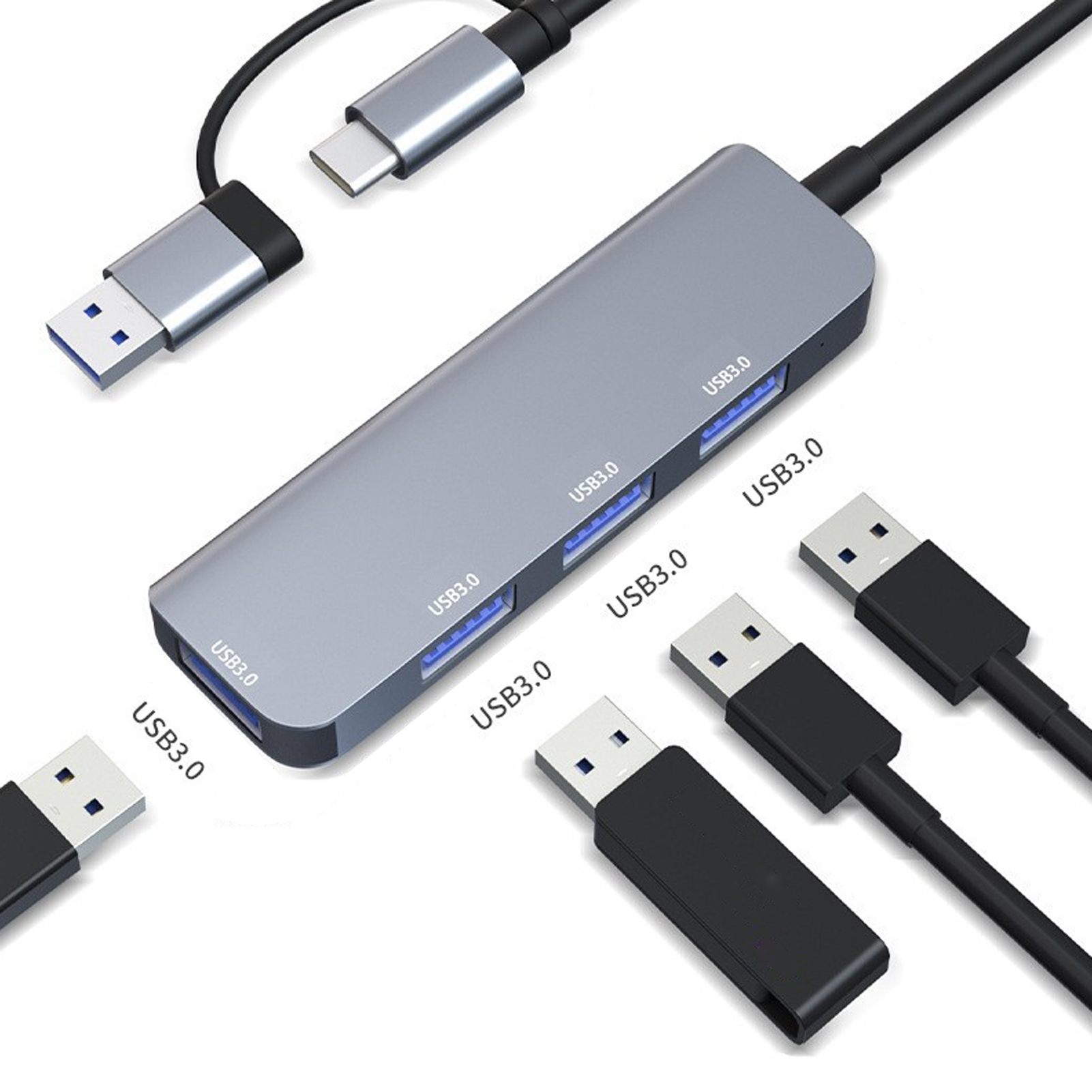 shuyuetuiwo Usb-c Docking Station Usb-c Hub for Data Relocation Fast Data Transfer Usb-c Hub for Macbook 4-port Usb3.0/type-c Docking Station High Speed 5gbps Compatible with Flash Drive