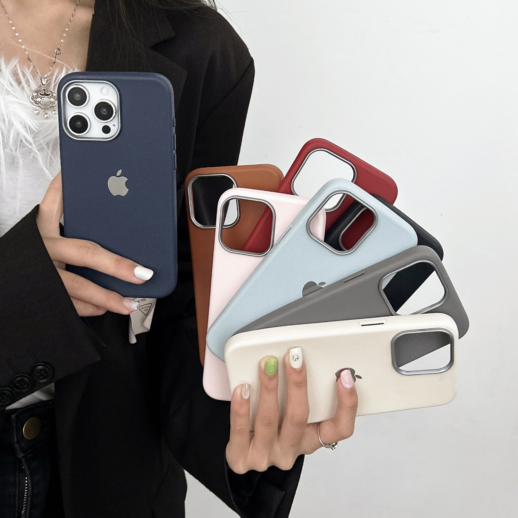 Olige%20Case%20For%20iPhone%2011%2012%2013%2014%2015%2016%20Pro%20Max%20X%20XR%20XS%20Max%2014%2015%2016%20Plus%20New%20Premium%20Feeling%20Leather%20Solid%20Color%20with%20Apple%20Logo%20Phone%20Case%20Back%20Cover%20-%20Image%202