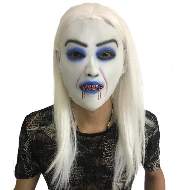 Halloween Horror Ghost Face Horn Red Devil Scary Masquerade Show Latex Pullover