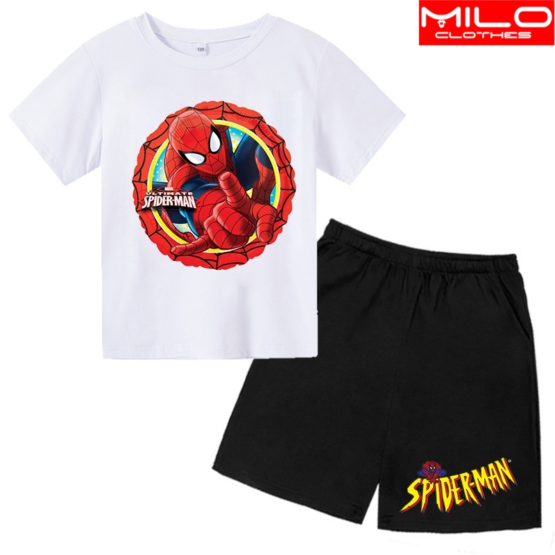Đồ bộ bé trai, đồ bộ bé gái cộc tay Chất cotton mát mịn họa tiết In Hình SPIDER MAN siêu dễ thương