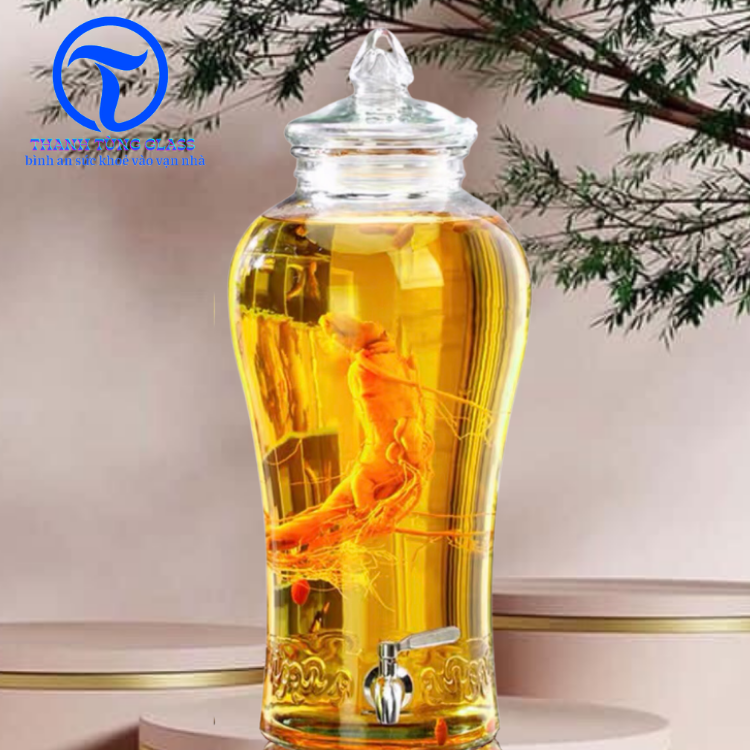 Bình thủy tinh 8 lít sâm chân mây  có van