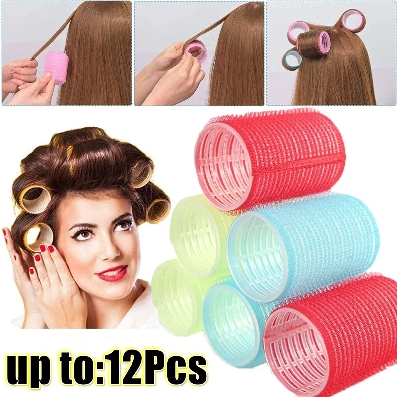 3/6/12pcs Magic Self Grip Hair Rollers Random Color / Self-Adhesive  Hairdressing Curlers / Bangs Volume Hair Curling Clips/ Women Home Use Hair  Styling Tools | Lazada Singapore