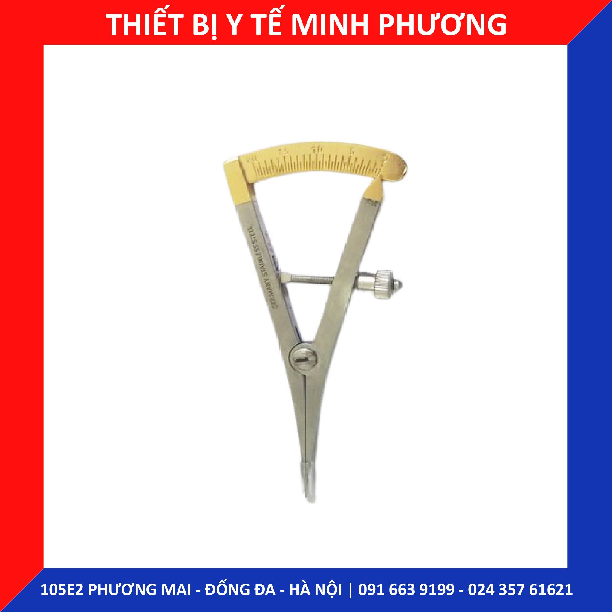 Thước đo mí mắt - Compa đo mí mắt mạ mờ, chuôi vàng cao cấp dùng trong thẩm mỹ