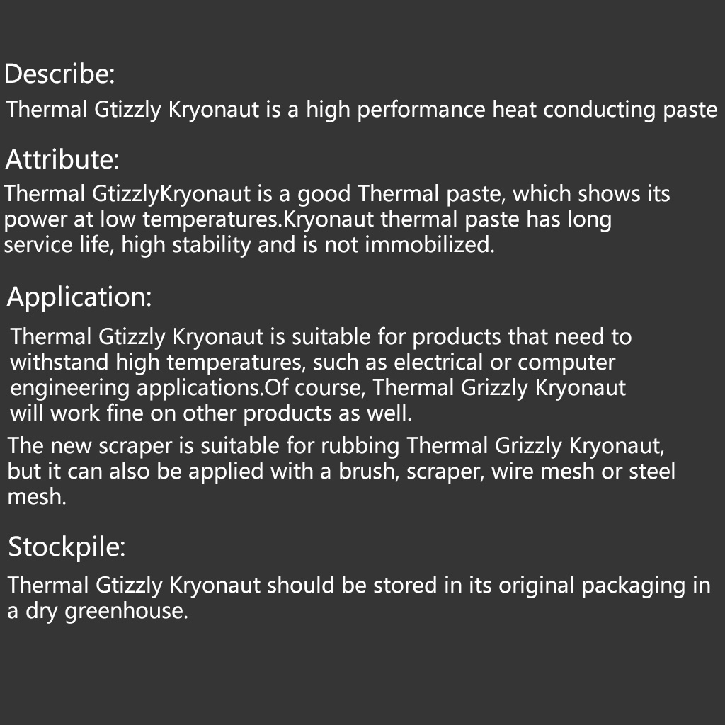 Nhiệt Grizzly kryonaut 1 gam hiệu suất cao tấm dán nhiệt để làm mát CPU GPU Bộ vi xử lý Card đồ họa heatsinks