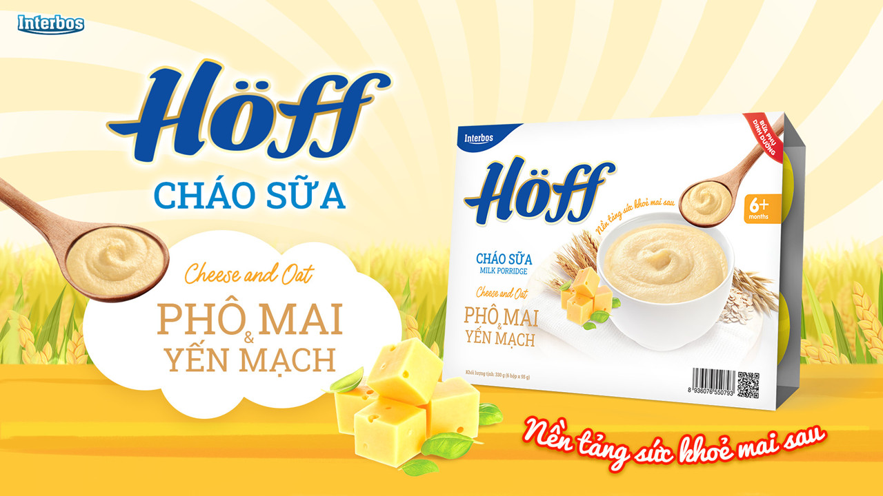 Cháo Sữa Phô Mai - Yến Mạch HOFF (4 vỉ - 24 hộp x 55g)