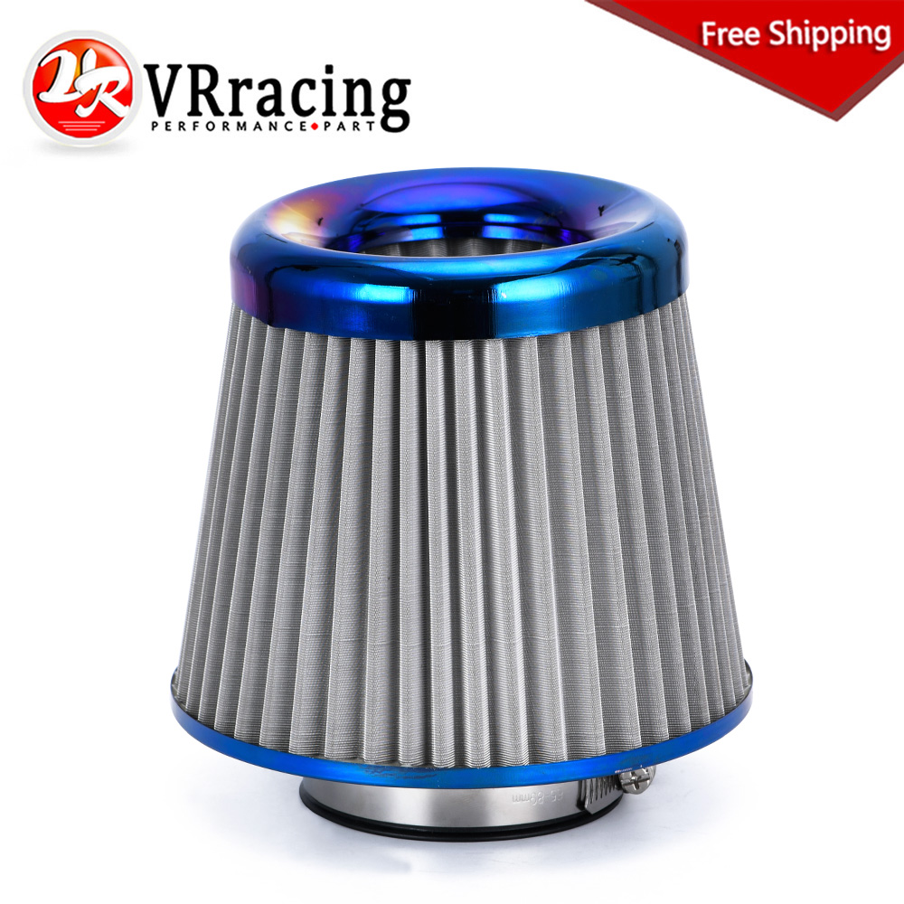Bộ lọc khí nạp không khí lưu lượng cao 3 "76mm cổ màu xanh dương bị cháy Hệ thống nạp không khí nạp điện Máy làm sạch không khí đầu nấm phổ thông
