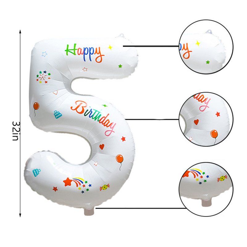 32inch White Balloons Birthday Number Balloons Outdoor Baby Shower Decoration For Kids Adult Standing Number Balloon BOYUAN. 