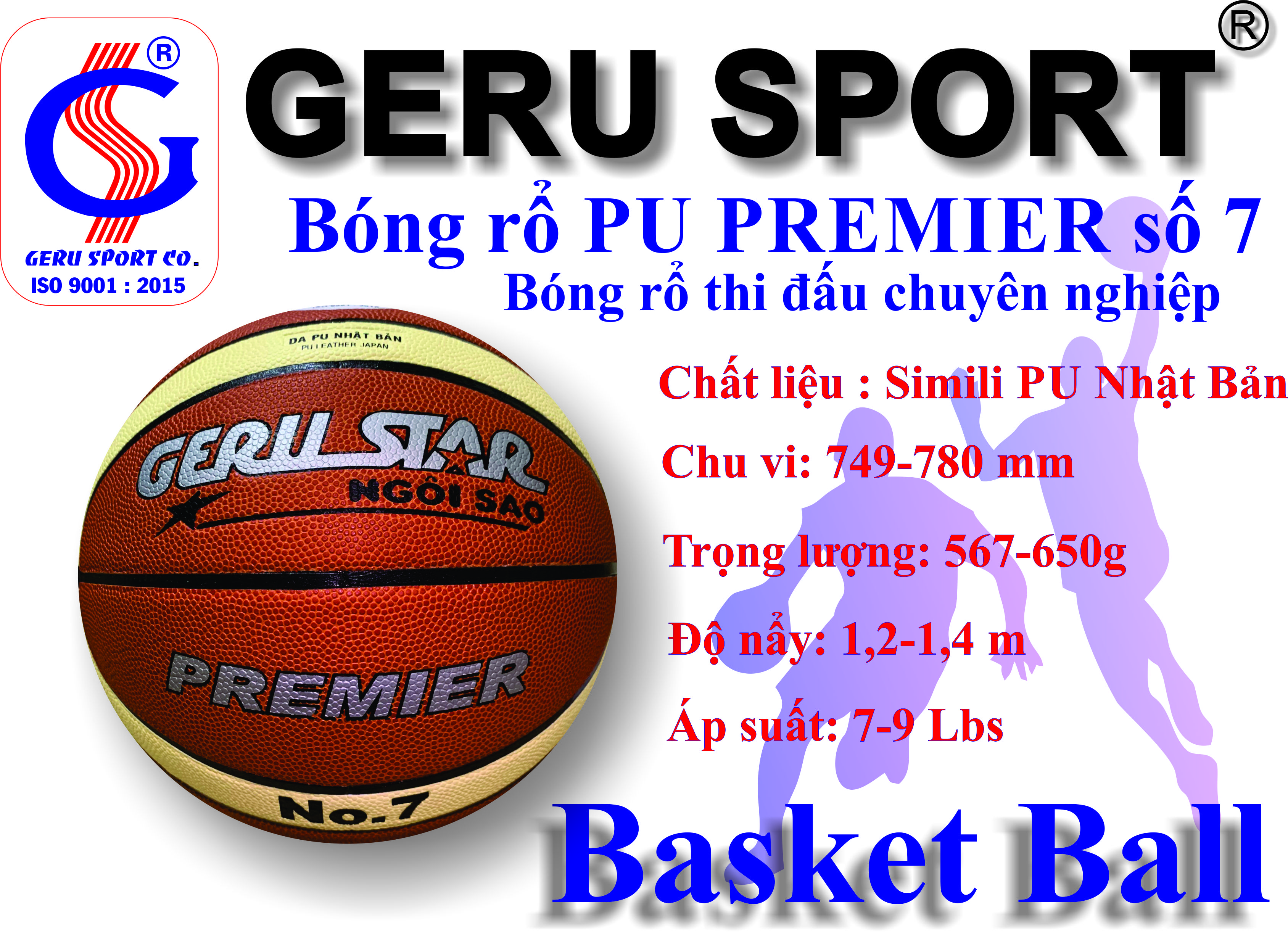 Bóng rổ  thi đấu PU PREMIER số 7 GERUSPORT