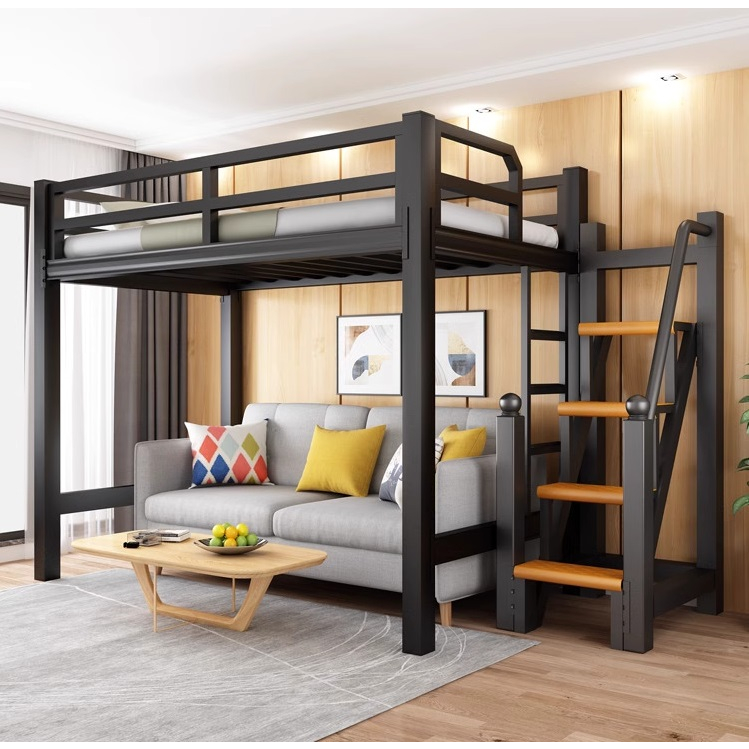 Katil Loteng Modern Queen Sturdy Loft Bed Frame With Walking Stair