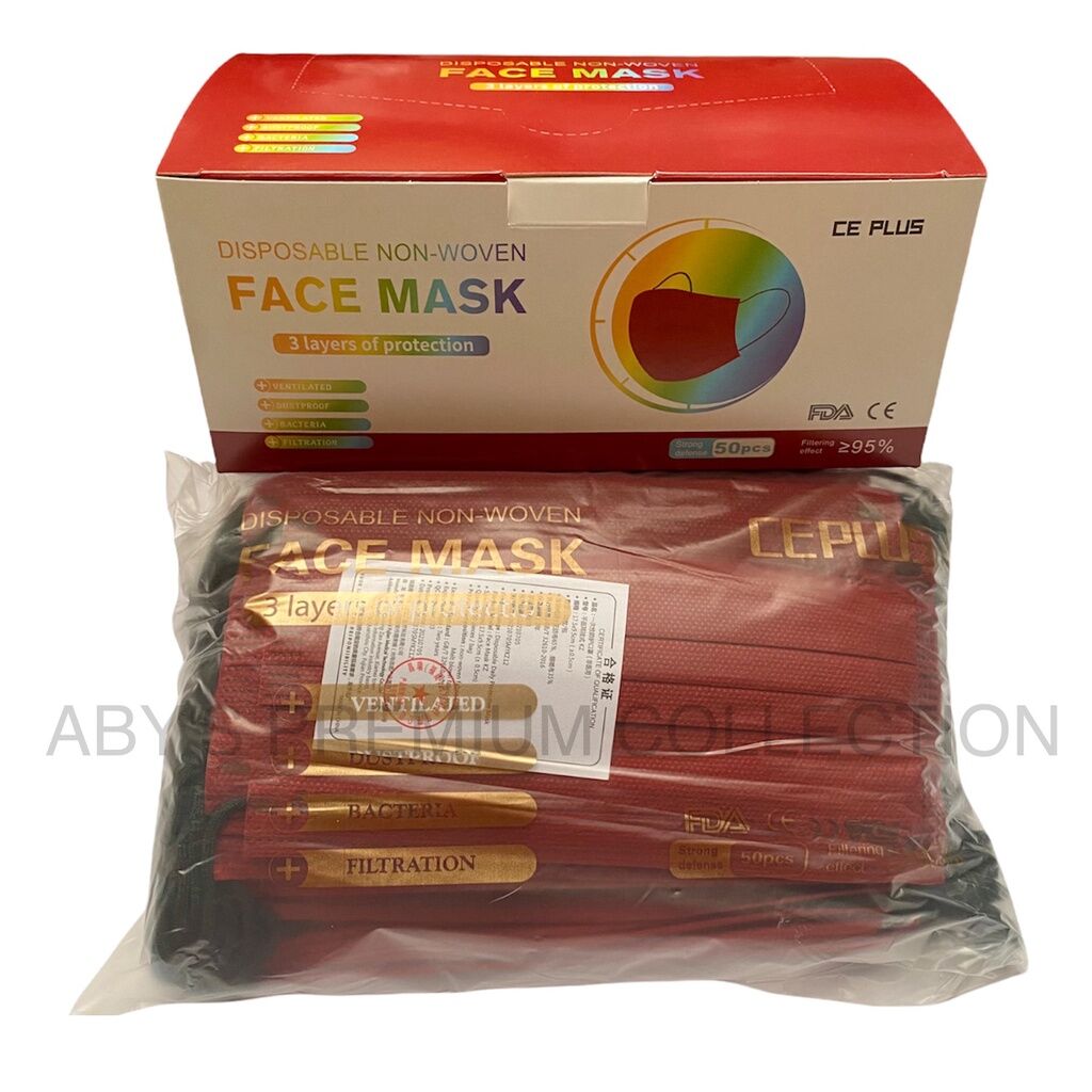 50Pcs Disposable Face Mouth Non-Woven 3 Layers-Adult protective 
