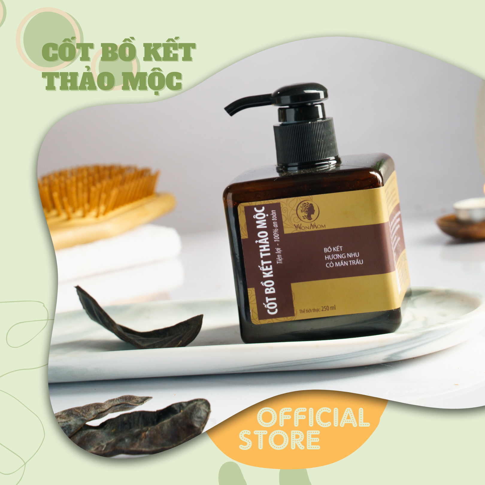 Cốt bồ kết gội đầu thảo mộc Wonmom 250ml (không bọt)