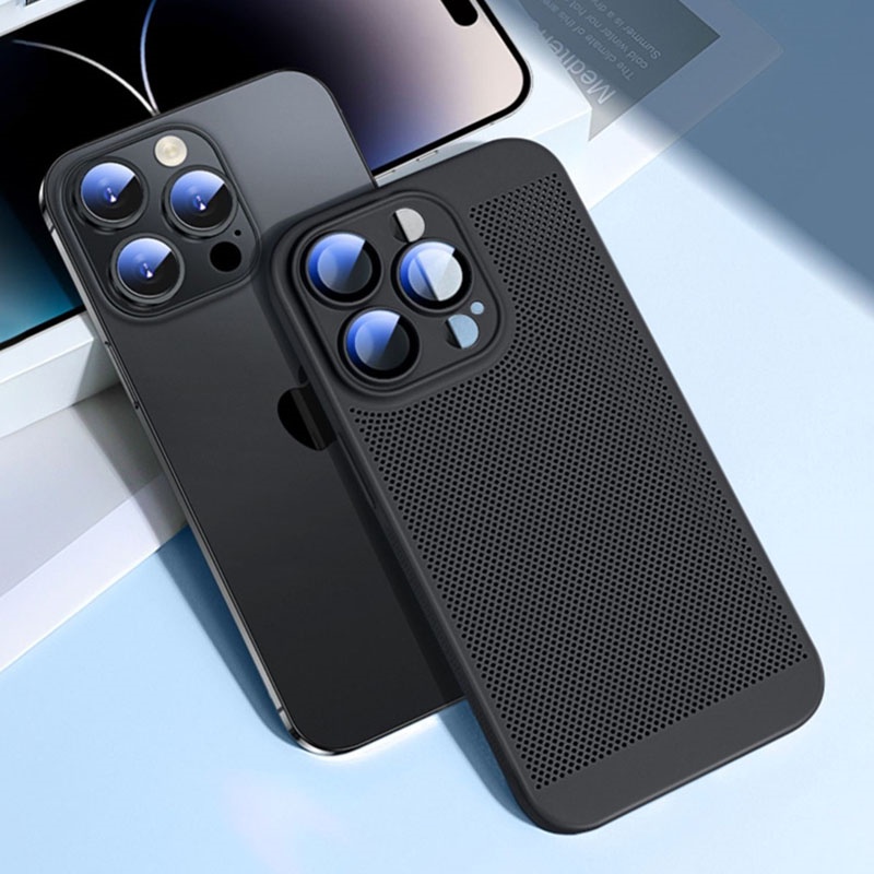 Phone Case For iPhone 14 13 12 11 Pro Max Plus Mini Ultra Casing case Luxury Heat Dissipation Breathable Thin Matte Shockproof Bumper Back Cover