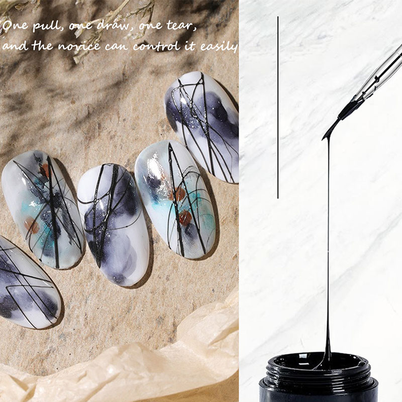 Wire Drawing Gel Nail Polish Black White Spider Web Gel Nail Art Design Painting Liner Glue Gel Reflective Top Coat XINYAN. 