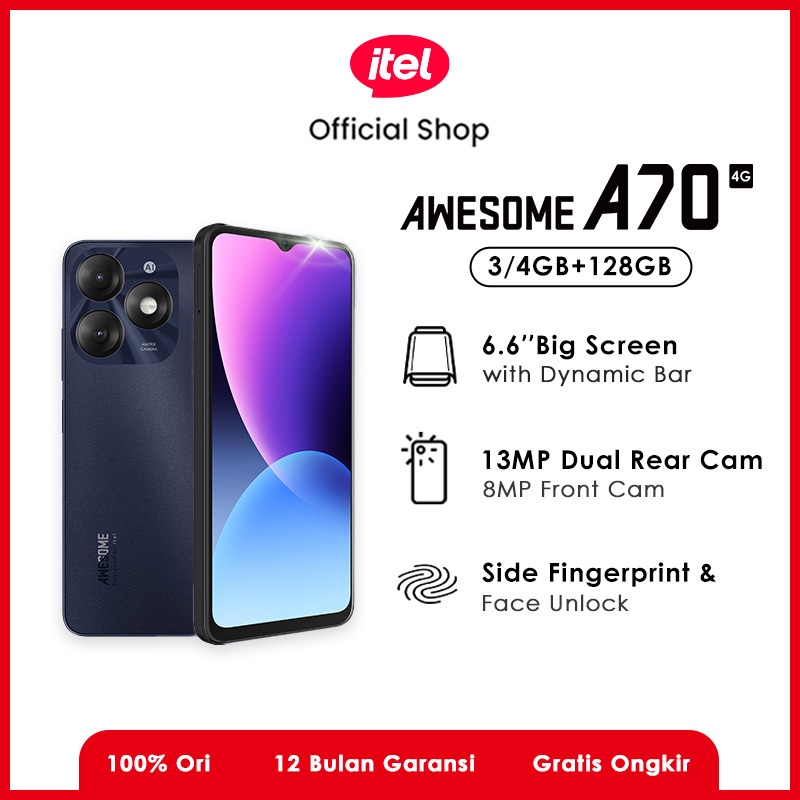 Itel A70 3/128GB 13MP Super HDR Camera Big Screen with Dynamic