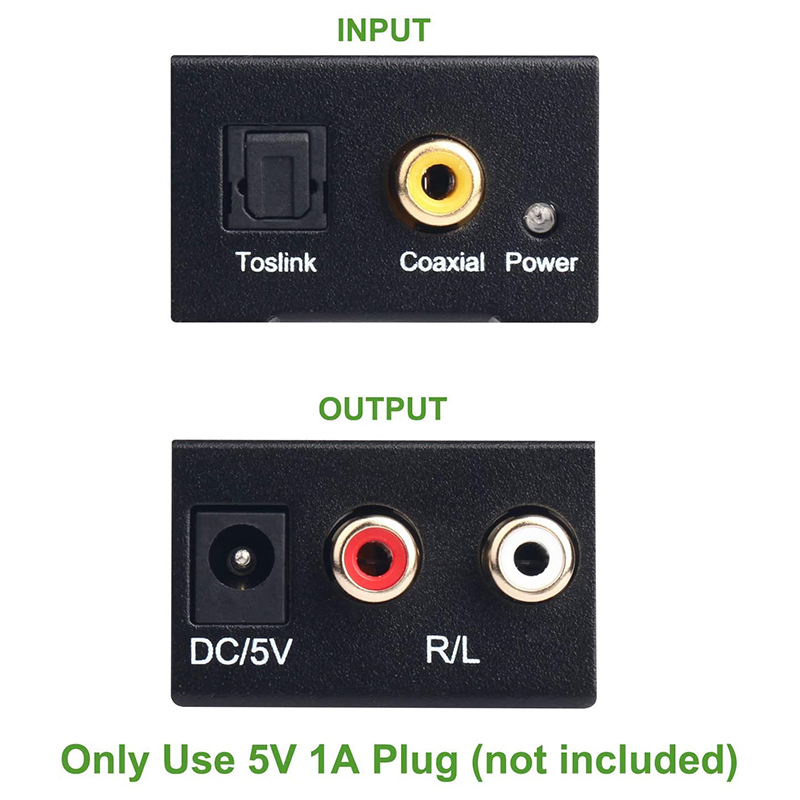3.5MM Jack 2*RCA Digital To Analog Audio Converter Amplifier Optical