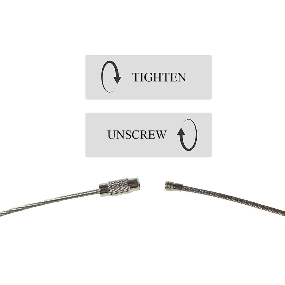 【StyleVoyager】1.5/2mm EDC Keychain Tag Rope Stainless Steel Wire Cable Loop Screw Lock Gadget Ring Key Keyring Circle Camp Hanging Tool. 