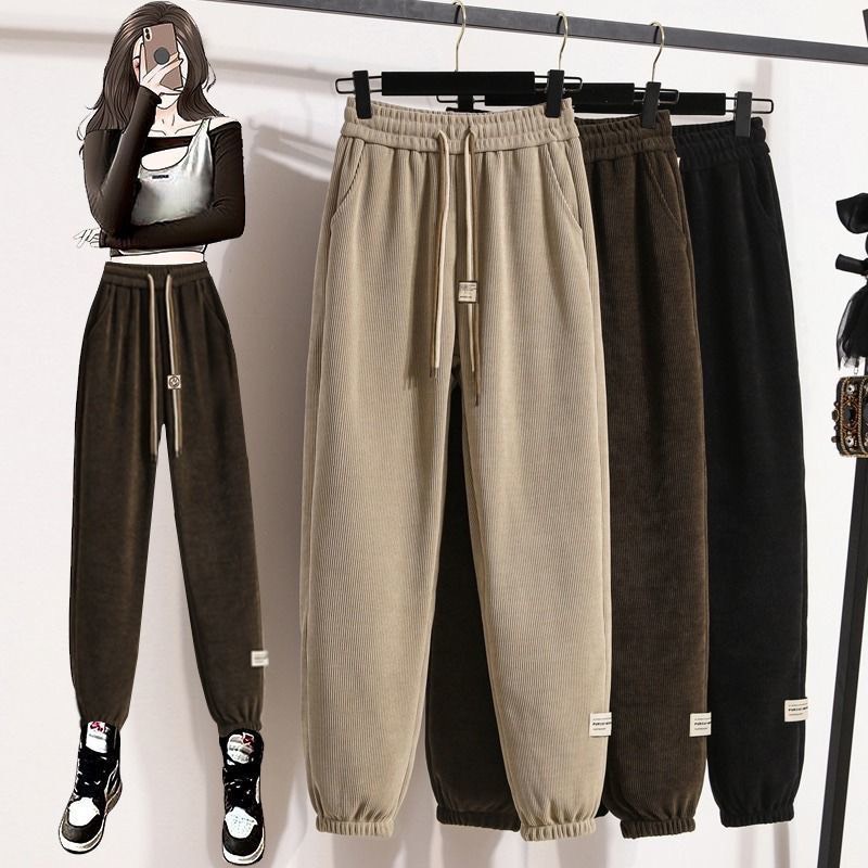 Quần jogger bo gấu nữ chất nỉ gân tăm phong cách trẻ trung năng động