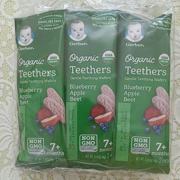 (Nhập Mỹ - Date 07/2024) Bánh gạo ăn dặm Organic Gerber Teethers