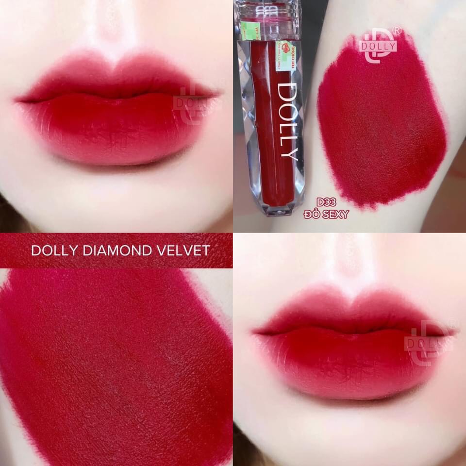 Son kem lì siêu mịn môi DOLLY DIAMOND [Màu Đỏ sexy]