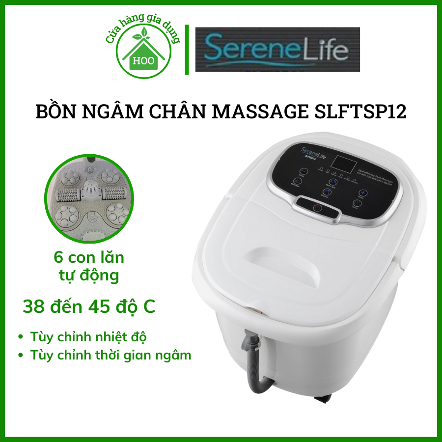 Bồn ngâm chân massage tự động đa năng SereneLife USA SLFTSP12, làm ấm nước nhanh chóng, mát xa 3 vùng chân thumbnail