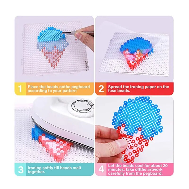 PUPUKOU Perler Fuse Bead Pegboard Square Shape Practical PE Clear Beads Templates Circle Puzzle Template For Hama Beads
