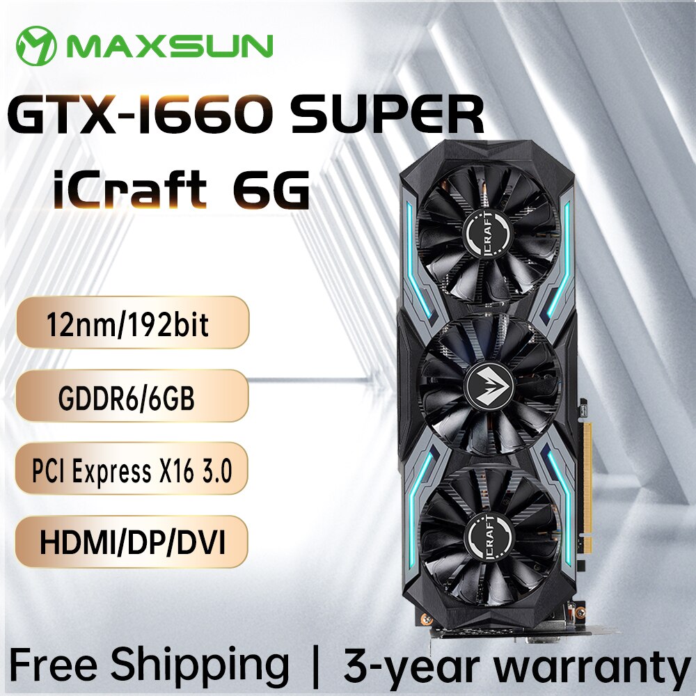 MAXSUN Full New GTX 1660 Super iCraft 6GB Graphic Cards GDDR6 GPU