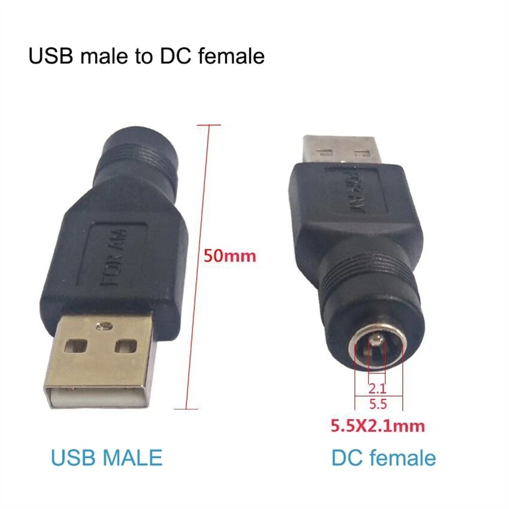 Black for Laptop USB 2.0 Female Charging Socket DC Power Adapter Male Plug Socket USB Conenctor DC Power Converter Female Power Jack. 