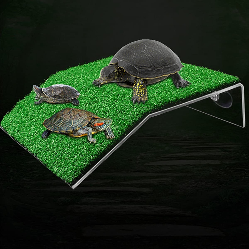 Lawn Turtle Basking Platform Turtle Resting Basking Platform, Simulation Grass Turtle Ramp for Turtle Tank, Reptile
