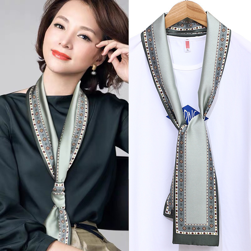 Khăn quàng choàng cổ lụa cao cấp cho nữ văn phòng công sở quàng áo vest đẹp sang trọng KHAGU