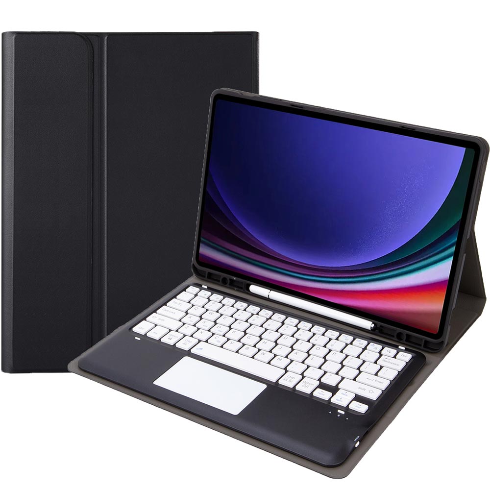 Removeable touchpad wirless bluetooth keyboard + colorful smooth pu leather soft tpu case with s pen holder for samsung tab s9 plus 12.4 2023,tab s9 keyboard case,tab s8 plus s7 fe s7plus,tab s8 s7,tab s6 lite,tab a8