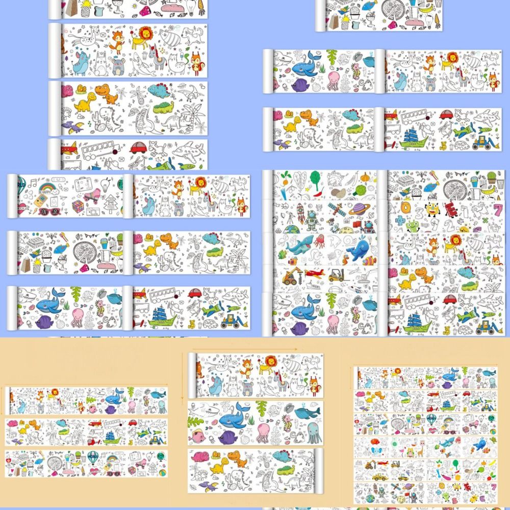 Adults Adhensive Diy Painting Coloring Graffiti Scrolls Watercolor Paper Art Wall Sticker Children Drawing Roll Color Filling Paper Scroll Children'S Drawing Scroll Blank Coloring Pages. 