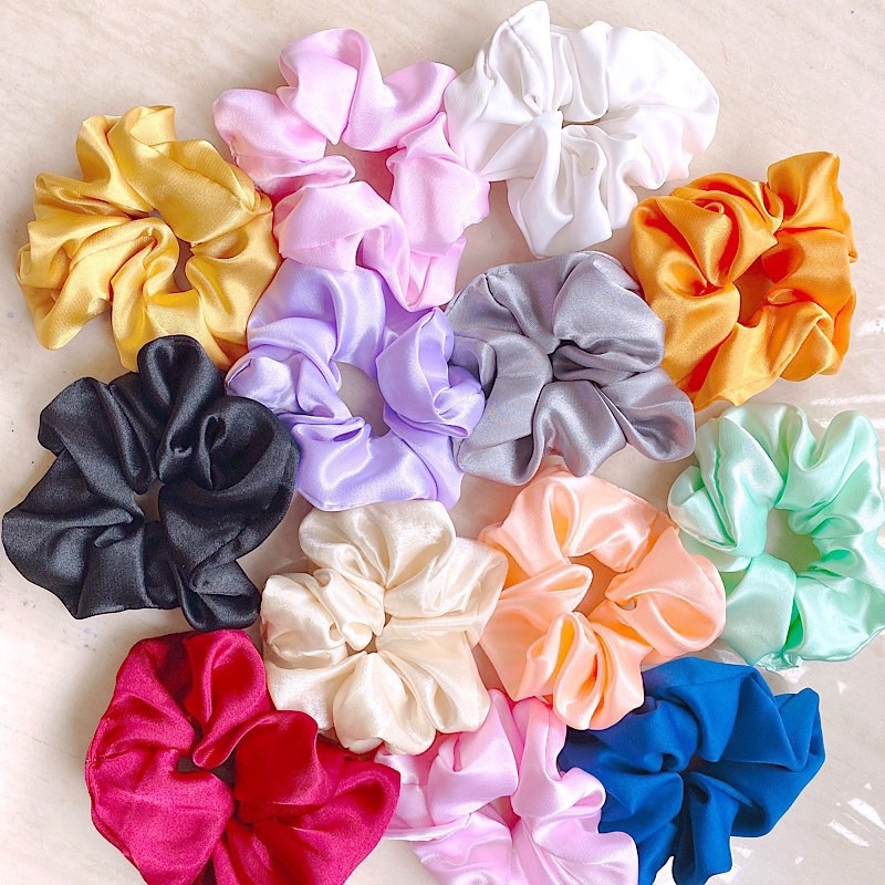 [HCM]Cột tóc Scrunchies nhiều mầu phi bóng, lụa bóng có lựa màu phong cách Hàn Quốc - Selenshop