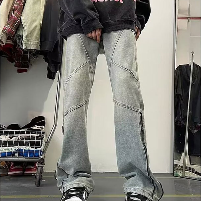 Hanlu American vintage jeans trendy street trousers Men's straight-leg jeans