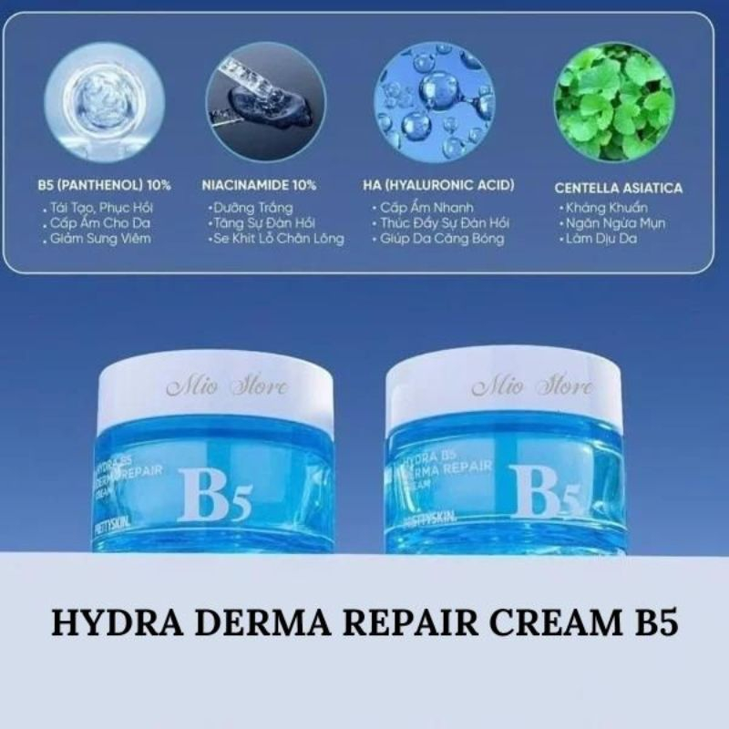 Kem Dưỡng Hydra Derma ɾepair Cream B5 Pretty Skin 52ml Hàn Quốc, Phục Hồi Và Dưỡng Trắng Ngừa Mụn Se Khít Lỗ Chân Lông