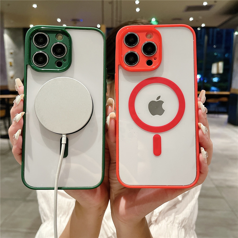 Macaron Ống kính Ốp bảo vệ cho iPhone 11 12 13 14 15 Pro Max vỏ màu trơn từ tính Cover quay lại vỏ thời trang ốp điện thoại di động chống sốc