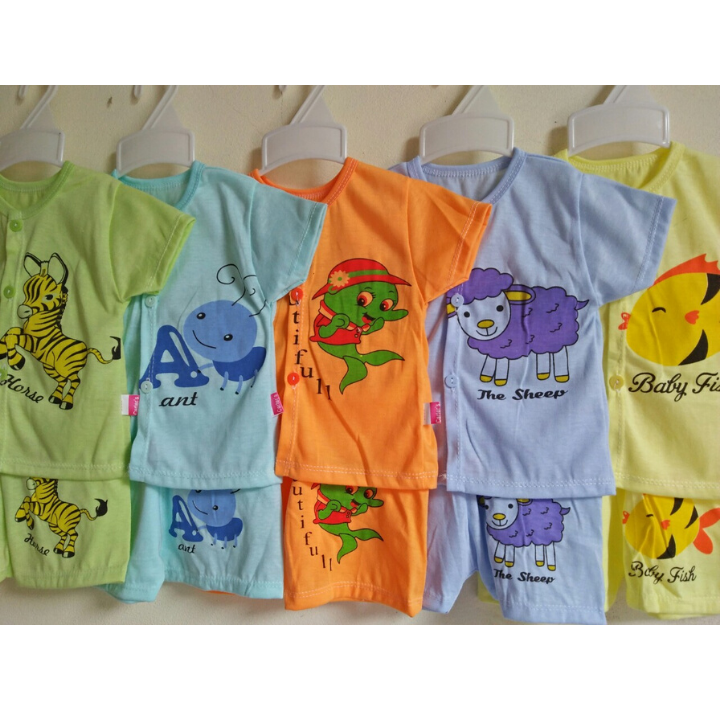 Combo 5 bộ cộc cotton cúc giữa cho bé