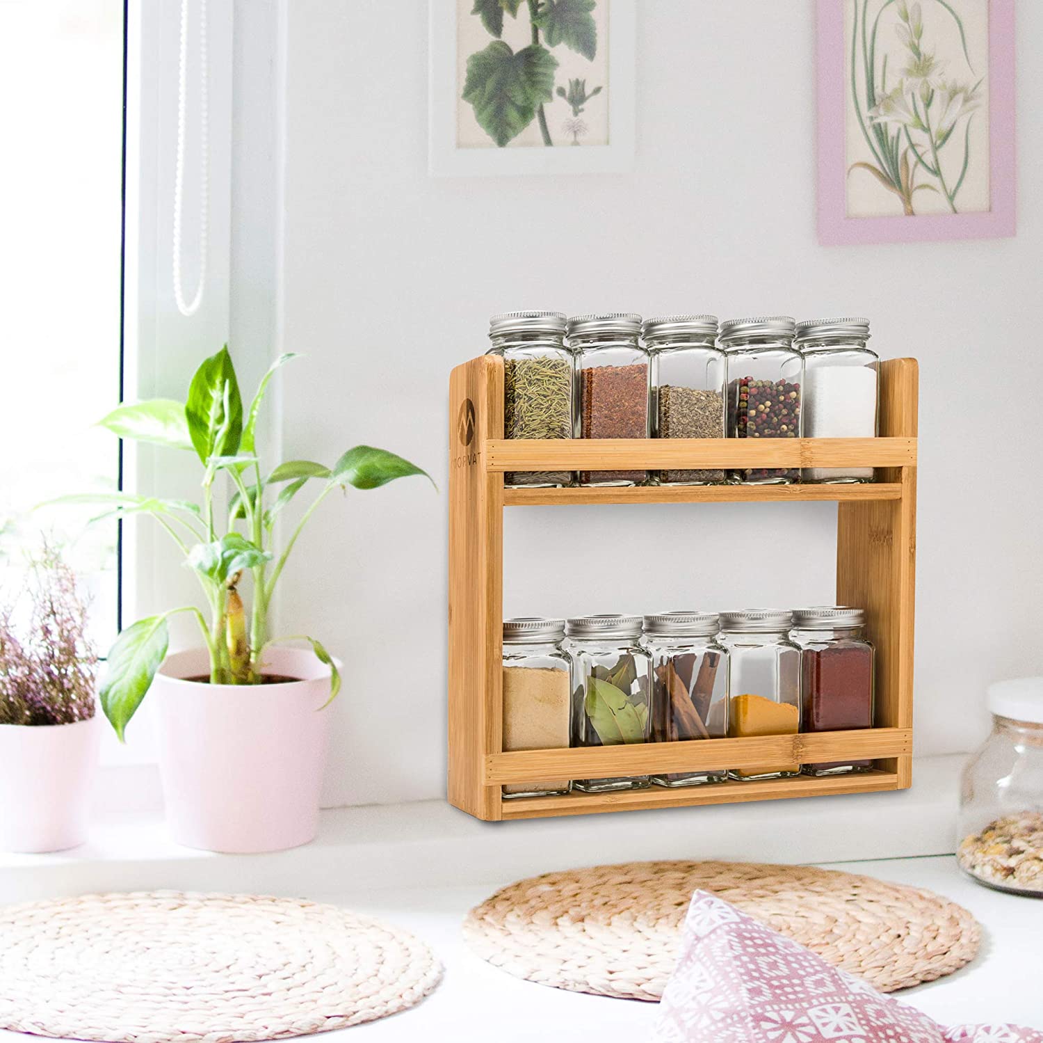 Kệ gia vị gỗ tre 2 tầng cao cấp