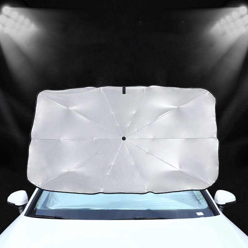 Car umbrella, car front windshield, titanium silver plastic sun protection umbrella, anti-UV folding high shading car umbrella