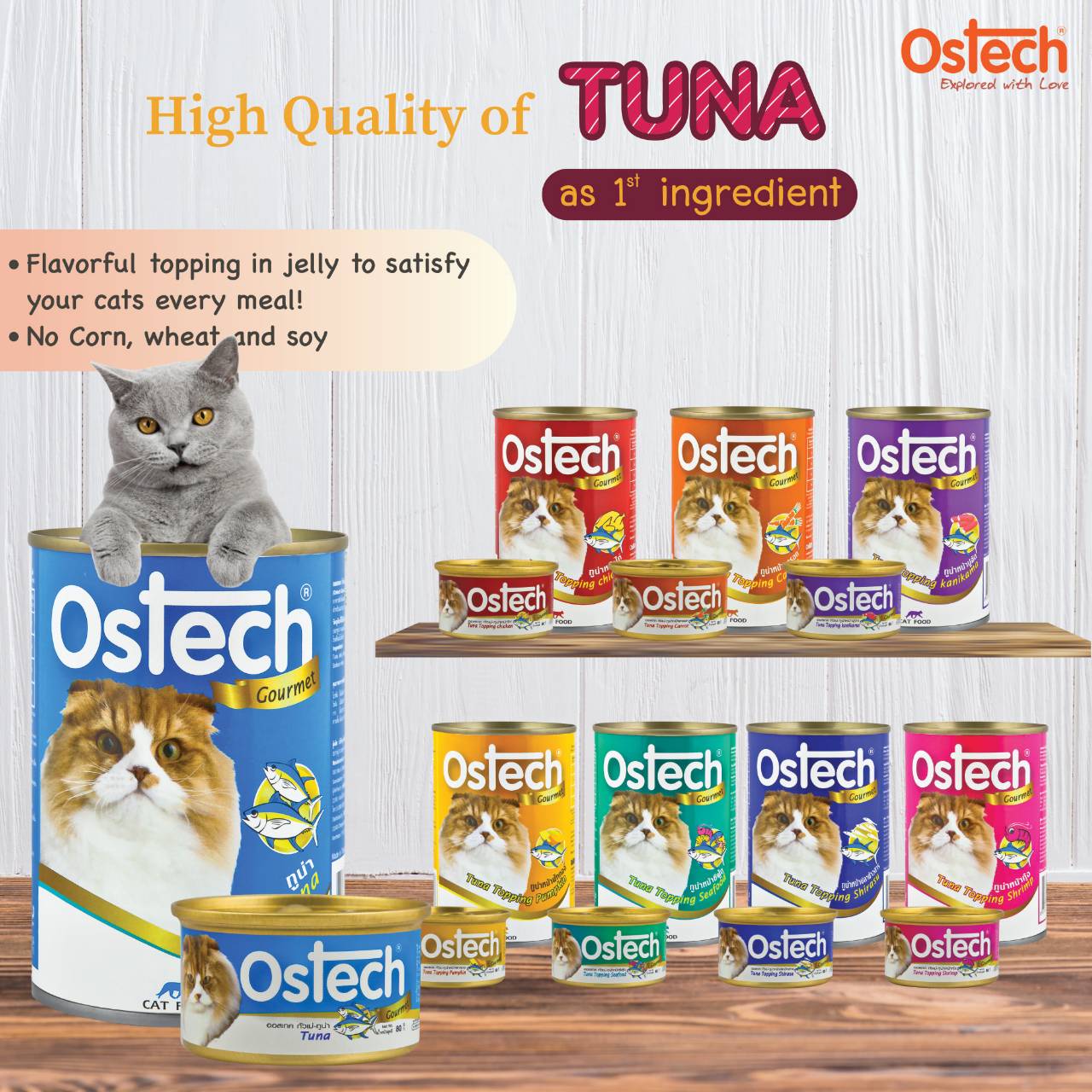 Pate cho mèo Ostech Gournet lon Thái Lan - lon 80g