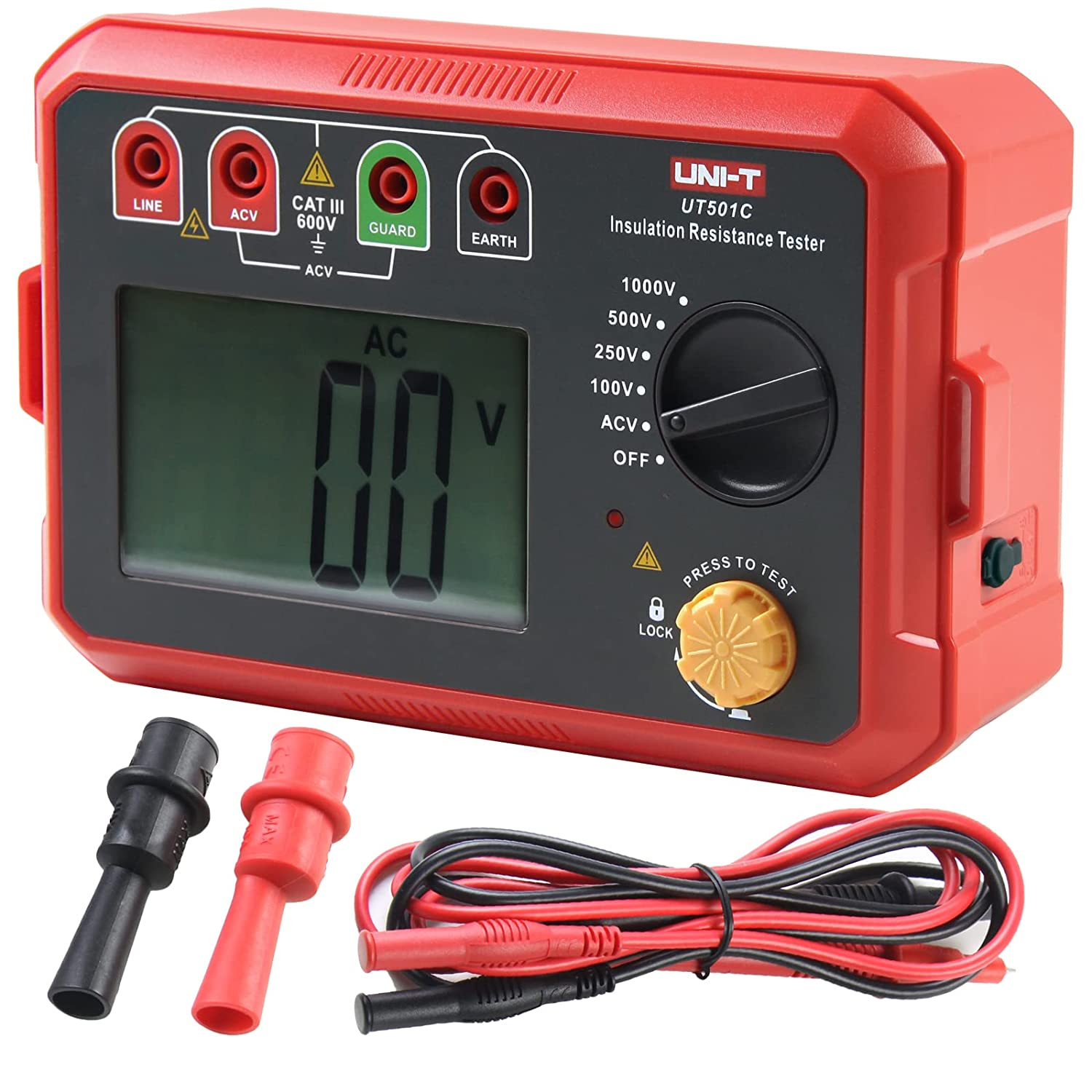 Insulation Resistance Tester, Ohm Meter, 100V/250V/500V/1000V