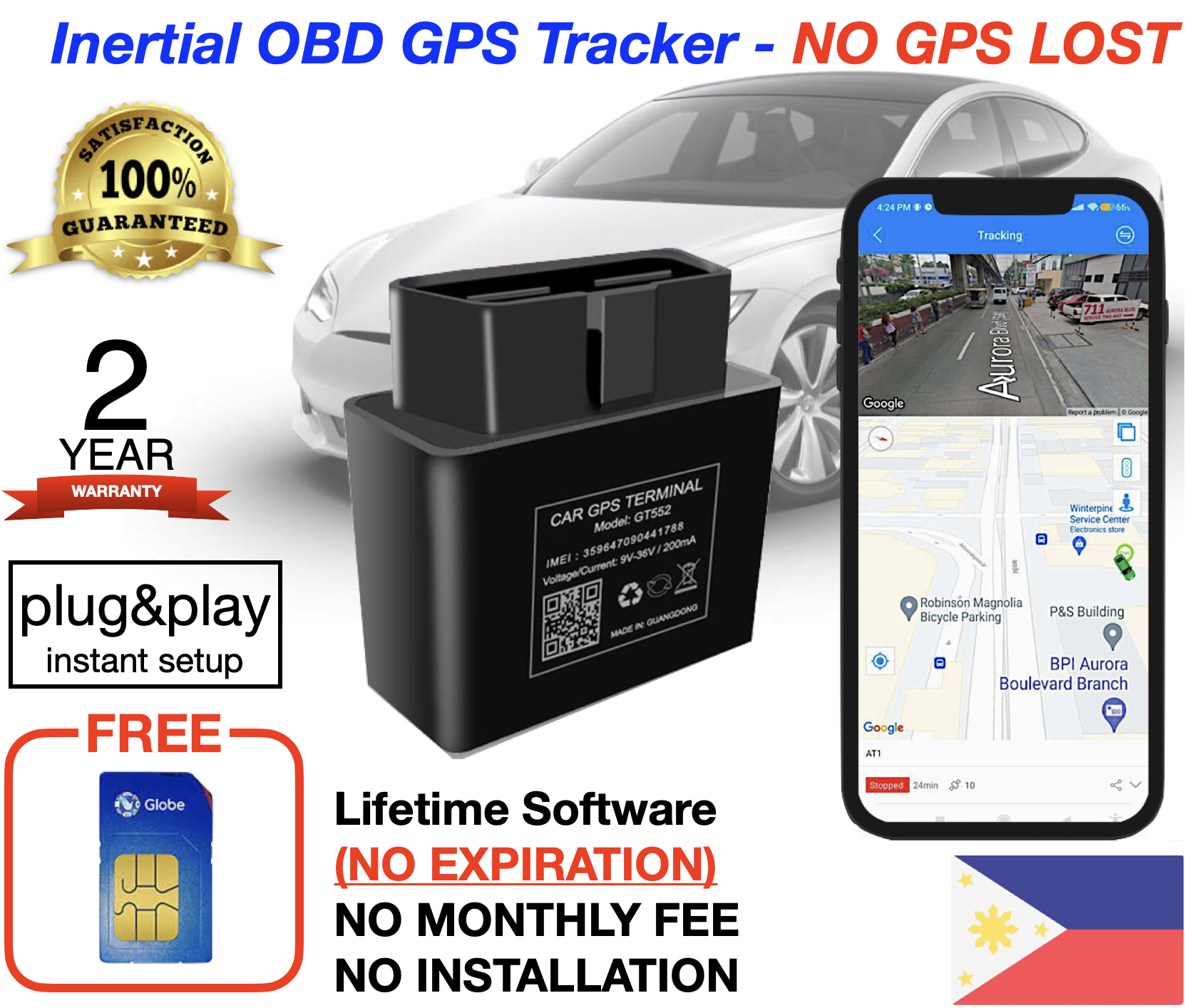 OBD SPY GPS Tracking Device Tracker Locator No GPS Lost No Monthly