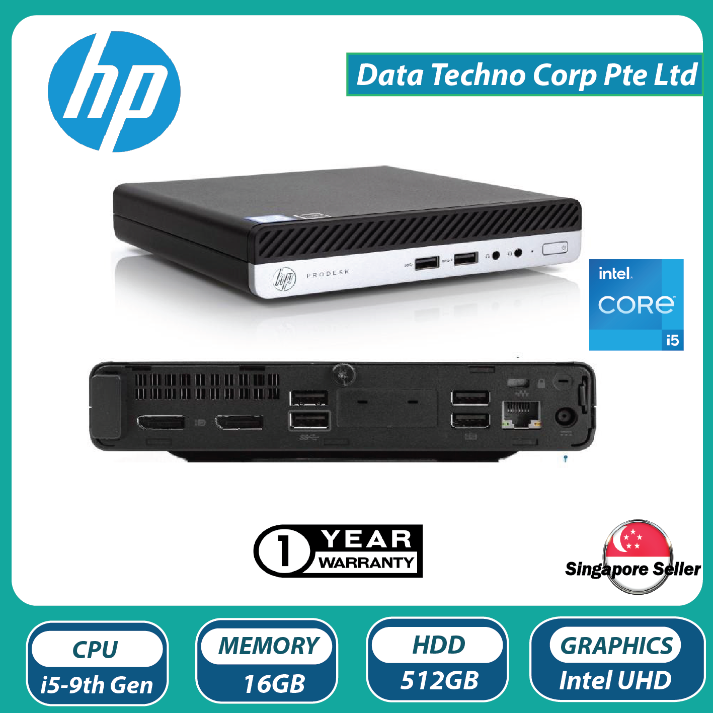 HP ProDesk 400 G5 Mini - 9th GEN Core i5, Intel UHD Graphics 630