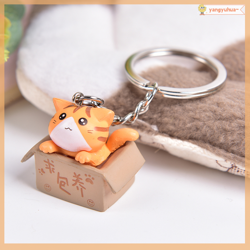 Yangyuhua Lovely Cartoon Cat Key Rings Chains Pendant Ornament For Bag Car Keychain Gift