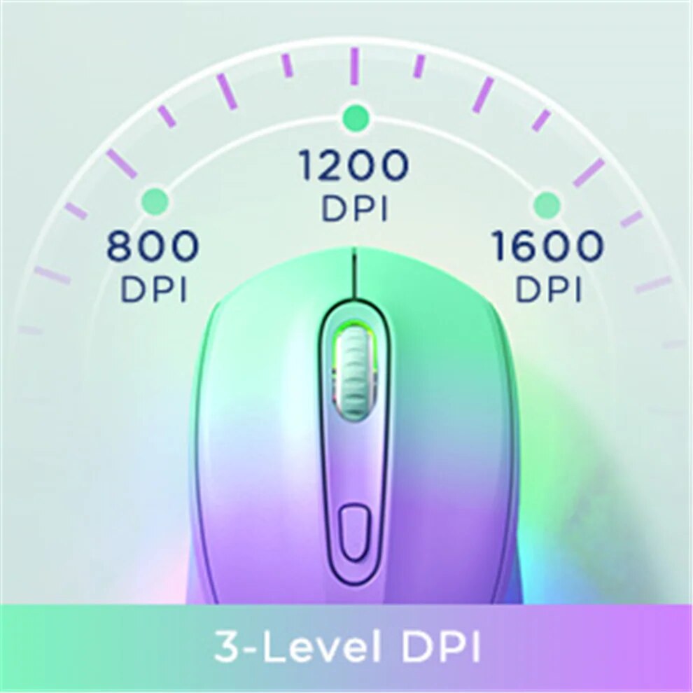 2.4G Wireless Mouse,Rechargeable Mouse Quiet Click Mice with Colorful LED Lights,3 Level DPI Mouse for Laptop Computer