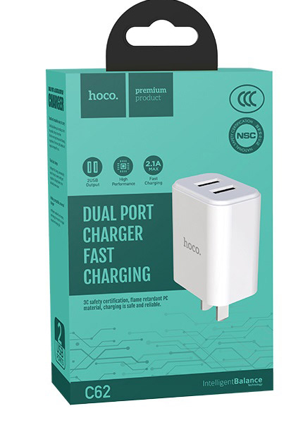 Củ sạc hoco C62/C62A 2 cổng sạc chính hãng hoco
