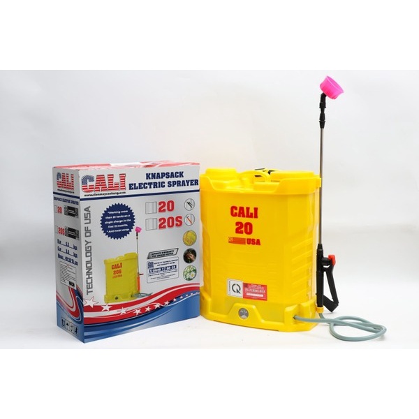 Bình xịt điện Cali 20 DP Vàng (20 lít, bơm đôi, Acquy lớn 12V-12AH)